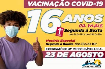 Vacinação contra Covid-19 - 16 anos ou mais