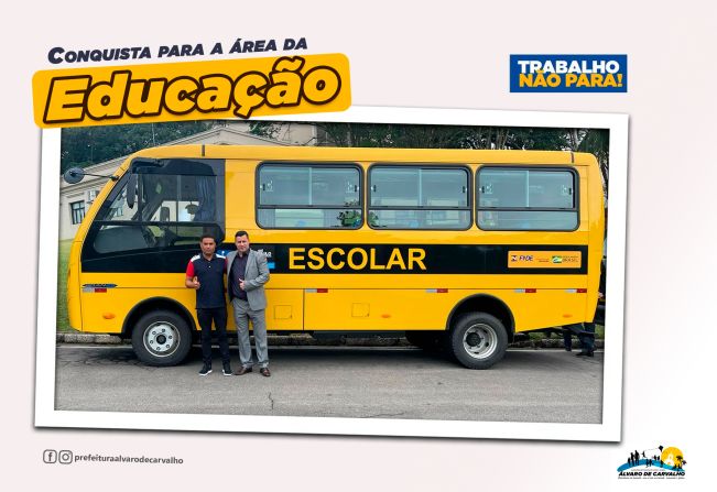 Àlvaro de Carvalho recebe ônibus escolar do governo do Estado